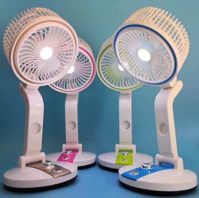 Picture of Rechargeable Folding Table Fan With LED Light Wall Mount, Portable, 360 Rotate, USB Charging