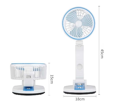 Picture of Rechargeable Folding Table Fan With LED Light Wall Mount, Portable, 360 Rotate, USB Charging