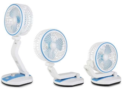 Picture of Rechargeable Folding Table Fan With LED Light Wall Mount, Portable, 360 Rotate, USB Charging
