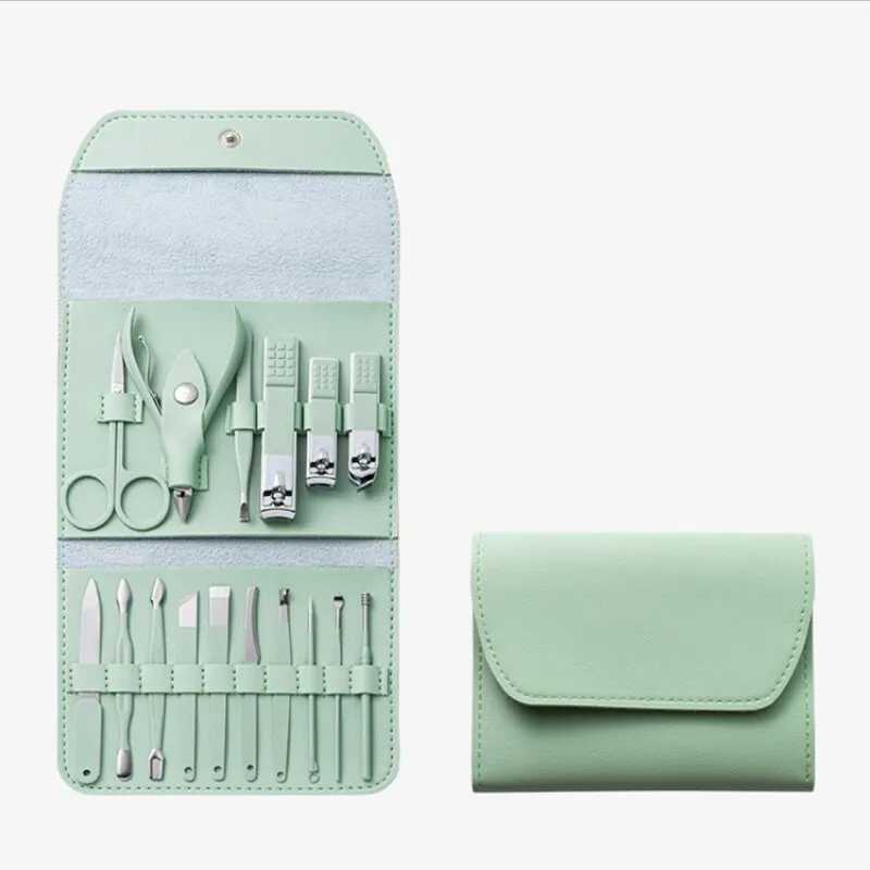 Picture of 16pcs Manicure & Pedicure Nail Clippers Set Stainless Steel Nail Cutter Kit for men and women, Travel Grooming Kit for Facial, Cuticle, Nail and Ear Care