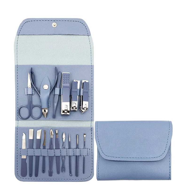 Picture of 16pcs Manicure & Pedicure Nail Clippers Set Stainless Steel Nail Cutter Kit for men and women, Travel Grooming Kit for Facial, Cuticle, Nail and Ear Care