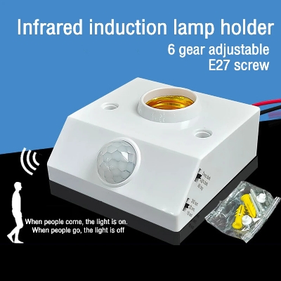 Picture of Motion Sensor Holder PIR Infrared Sensor Switch Automatic for E27 Light Bulb Human Body Induction LED Light Lamp Holder