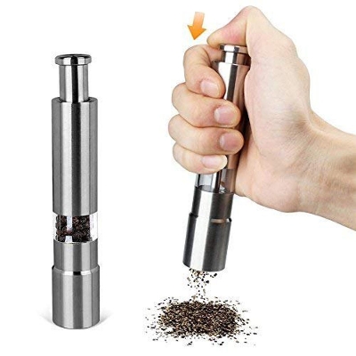 Picture of Thumb Press salt pepper Grinder spice mill - Silver