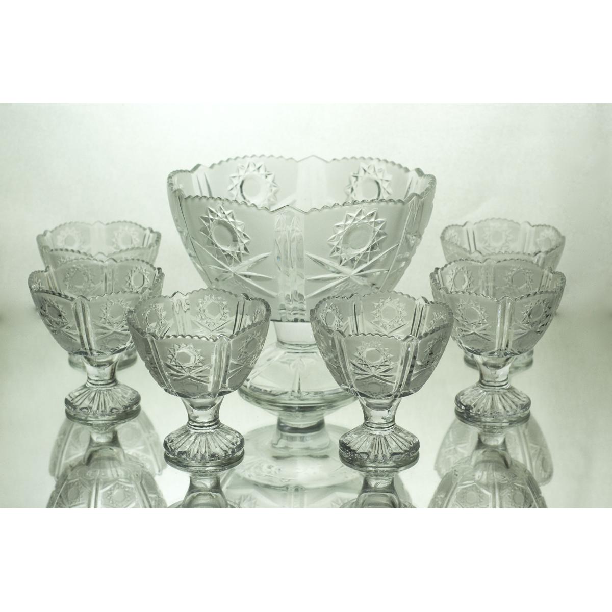 Picture of High  quality  fish  Design Frosted 7  Pcs Glass  fruit /Desert/  Ice Cream serving set