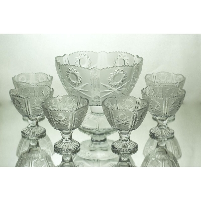 Picture of High  quality  fish  Design Frosted 7  Pcs Glass  fruit /Desert/  Ice Cream serving set