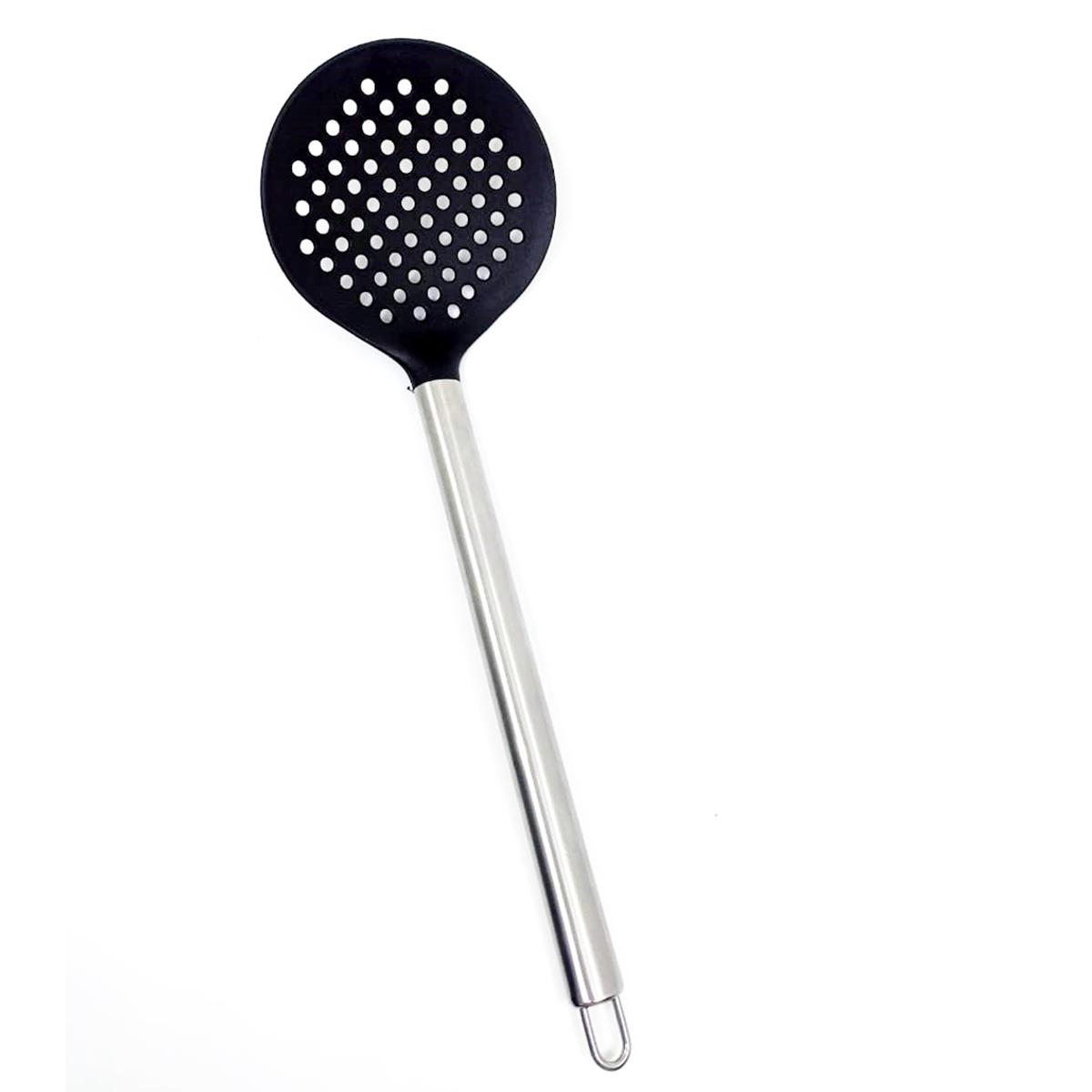Picture of Temperatured Black Oil Strainer Spoon Non-stick Silicone Cookware Spoon Kitchen Tool - 1 Piece Black