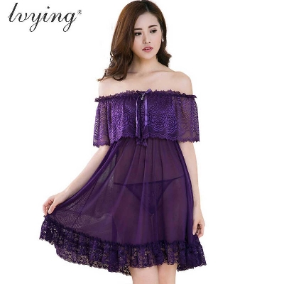 Picture of Sexy women and girls nightgown sleepwear night dress nightie babydoll chemise nightdress baby doll nighty sleep shirt ladies lingerie robe (s55nvblue)