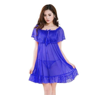 Picture of Sexy women and girls nightgown sleepwear night dress nightie babydoll chemise nightdress baby doll nighty sleep shirt ladies lingerie robe (s55blue) - night dress for women - night dress for women
