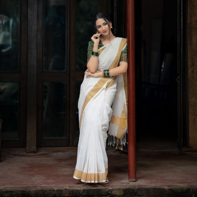 Picture of Cotton Plain Pair Saree