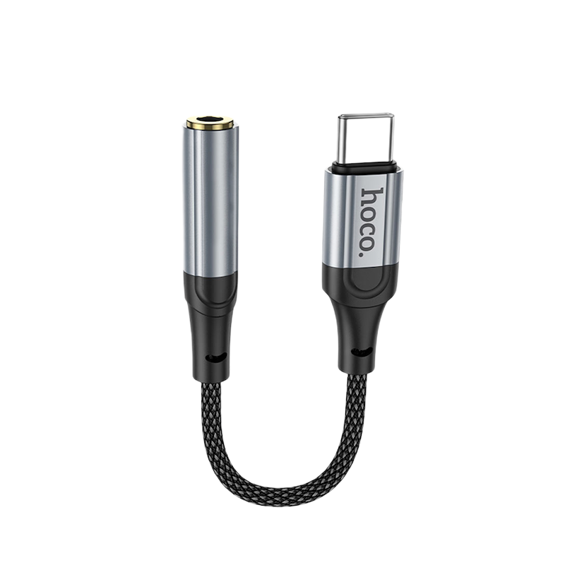 Picture of HOCO | LS36 “Fresh” Type-C to 3.5mm Audio Converter | USB-C to 3.5mm DAC Adapter | Mic & Wire Control | Metal + Nylon Braid, 12cm | For USB-C Phones, Tablets & Laptops