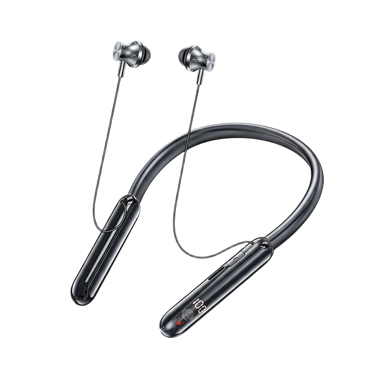 Picture of AWEI | G81BL Neckband Bluetooth Headset | Bluetooth 5.4 (JL7006F4) | 80h Playtime, 500mAh Battery | 10mm Drivers, AAC/SBC | Dual-Device Connection, TF Card & Digital Display | USB-C | For Android & iPhone.