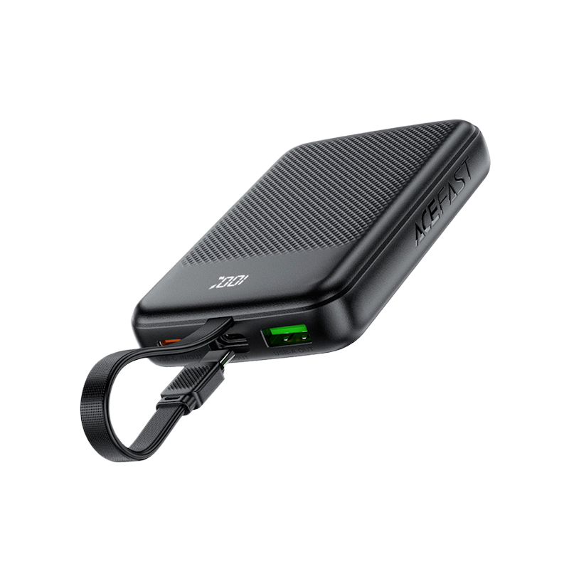 Picture of ACEFAST | M13 PD22.5W 10000mAh Power Bank with Built-in USB-C Cable | 22.5W USB-C & USB-A Fast Charge | PD3.0/PPS/QC4+ | LED Digital Display | 18W USB-C Input | 106×68.5×19mm, 185g | For Android & iPhone.