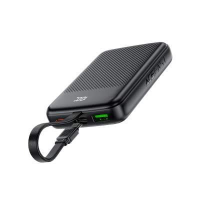 Picture of ACEFAST | M13 PD22.5W 10000mAh Power Bank with Built-in USB-C Cable | 22.5W USB-C & USB-A Fast Charge | PD3.0/PPS/QC4+ | LED Digital Display | 18W USB-C Input | 106×68.5×19mm, 185g | For Android & iPhone.