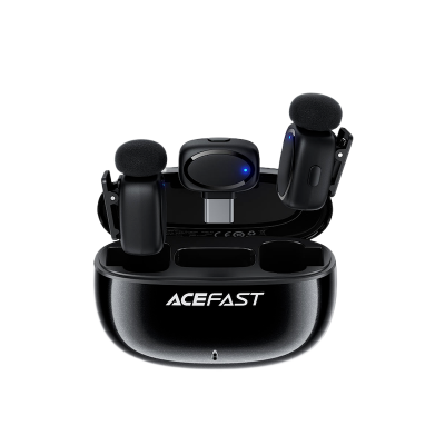 Picture of ACEFAST | R2 Wireless Lavalier Microphone (2TX + 1RX, USB-C Receiver) | 360° Omnidirectional | AI Noise Reduction | 30ms Low Latency, 15m Range | 300mAh Case + 60mAh Mics (~4h, ~20h Total) | For Android & iPhone 15/16