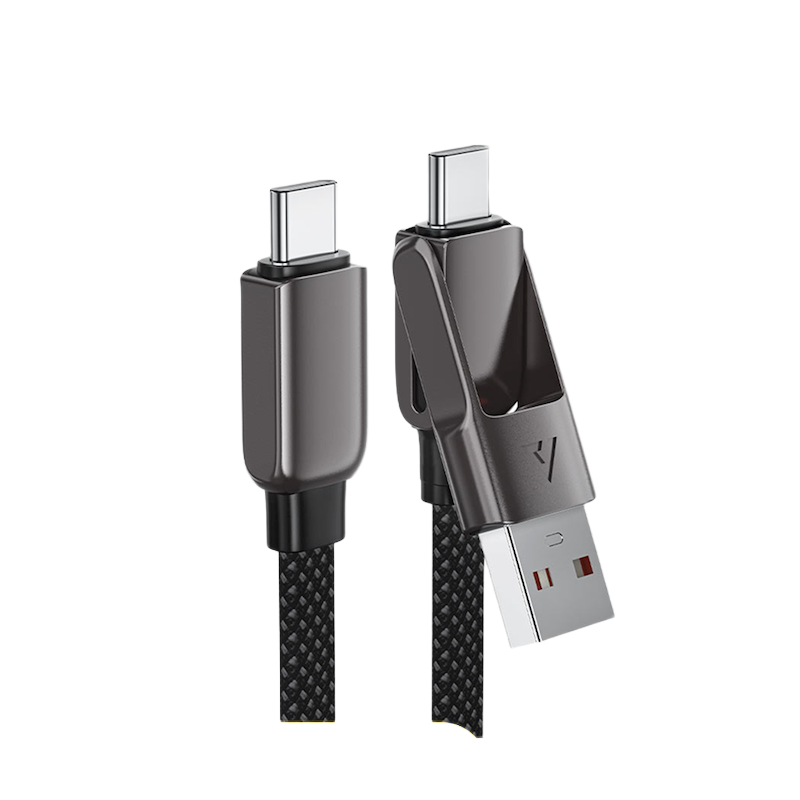 Picture of ACEFAST | C13-04 60W 2-in-1 USB-A/USB-C to USB-C Charging & Data Cable | USB 2.0 480 Mbps | 1.2m Nylon-Braided | Zinc-Alloy Connectors, 10,000-Bend Tested | For Android, iPad & Laptops.