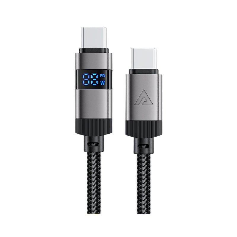Picture of ACEFAST | C15-03 60W USB-C to USB-C Cable with LED Power Display | 1.2m Nylon-Braided, Zinc-Alloy Ends | 3A Fast Charging, USB 2.0 480Mb/s Data | For Android, iPad, MacBook & Type-C Devices.