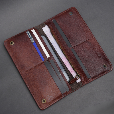 Picture of Zays Premium Genuine Leather Long Wallet for Men & Women | Elegant Design, Spacious Card & Mobile Slots | Durable Full-Grain Leather Chocolate
