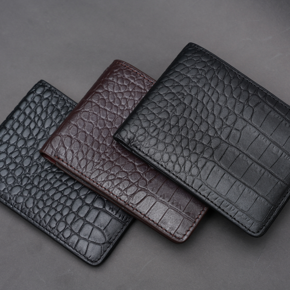 Picture of ZAYS Handcrafted Crocodile Embossed Leather Bifold Wallet for Men & Women – Premium Genuine Leather Slim Short Wallet | Durable, Stylish, Lightweight & Compact | Best Quality Leather Wallet in Bangladesh