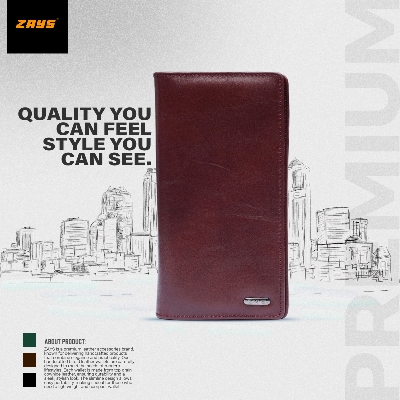 Picture of Zays Handcrafted Premium Eco-Friendly Leather Long Wallet for Mobile & Many things – Slim, Durable & Stylish Wallet for Unisex – Top-Grain Leather, Compact & Lightweight (Chocolate)
