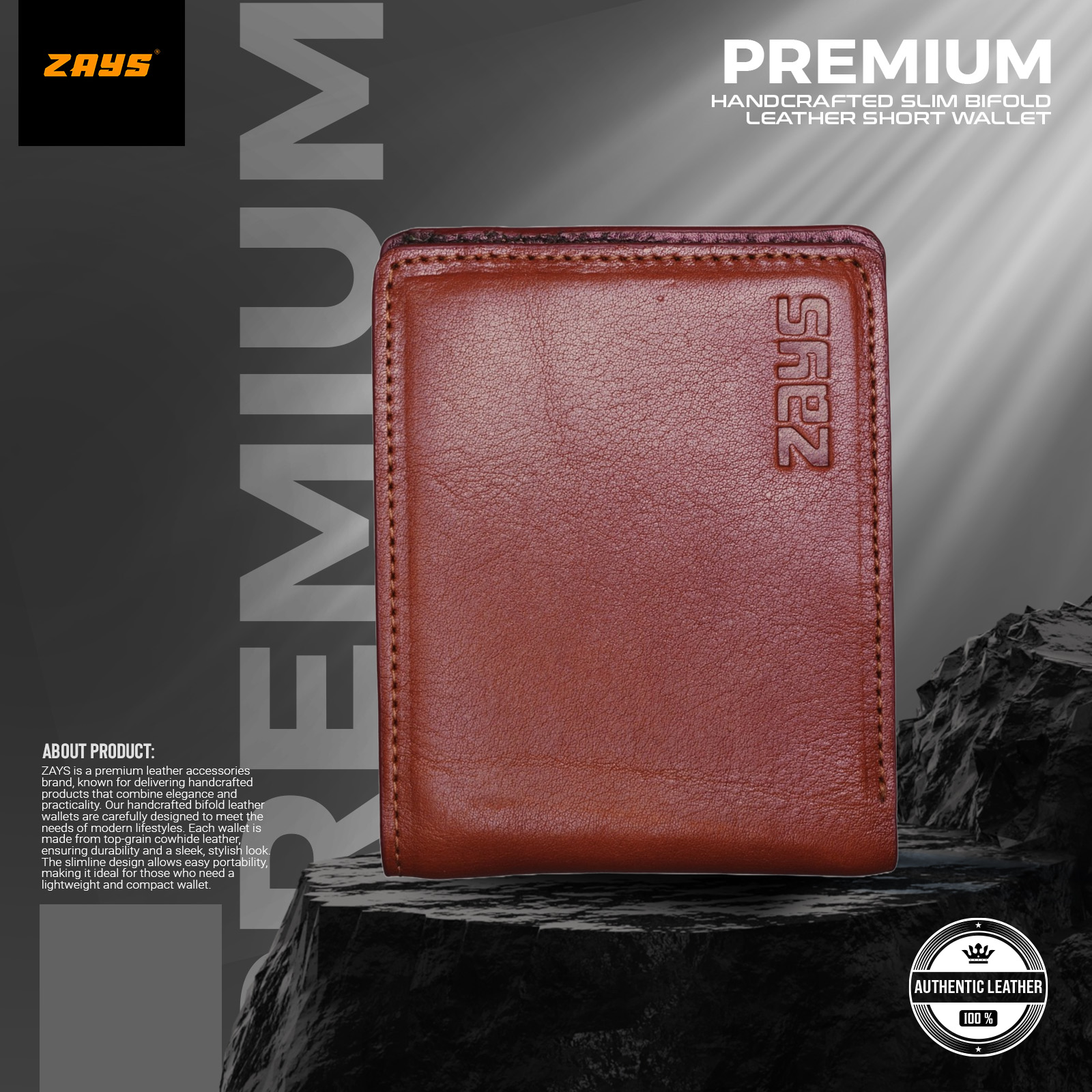 Picture of Zays Handcrafted Premium Eco-Friendly Oil Pull Up Leather Bifold Short Wallet – Slim, Durable & Stylish Wallet for Unisex – Top-Grain Leather, Compact & Lightweight (Brown)