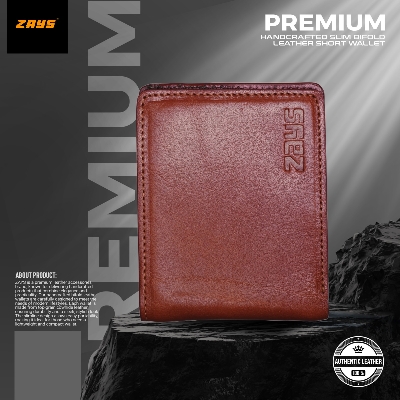 Picture of Zays Handcrafted Premium Eco-Friendly Oil Pull Up Leather Bifold Short Wallet – Slim, Durable & Stylish Wallet for Unisex – Top-Grain Leather, Compact & Lightweight (Brown)