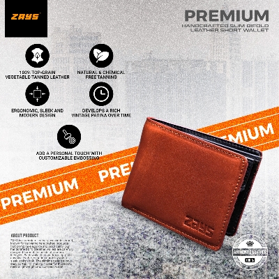 Picture of Zays Handcrafted Premium Eco-Friendly Oil Pull Up Leather Bifold Short Wallet – Slim, Durable & Stylish Wallet for Unisex – Top-Grain Leather, Compact & Lightweight (Brown)