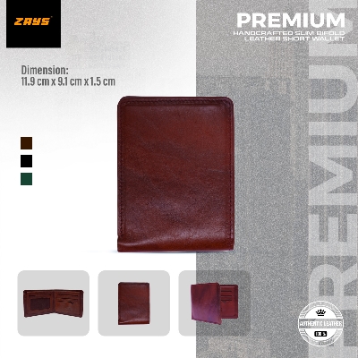 Picture of Zays Handcrafted Premium Eco-Friendly Leather Bifold Wallet – Slim, Durable & Stylish Short Wallet for Unisex – Top-Grain Leather, Compact & Lightweight (Chocolate Color)