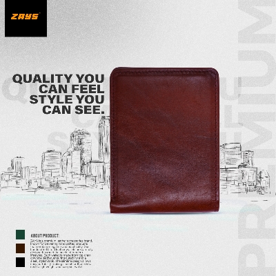 Picture of Zays Handcrafted Premium Eco-Friendly Leather Bifold Wallet – Slim, Durable & Stylish Short Wallet for Unisex – Top-Grain Leather, Compact & Lightweight (Chocolate Color)