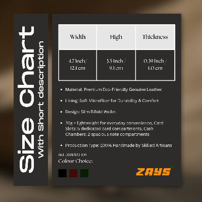 Picture of Zays Premium Handcrafted Slim Bifold Leather Short Wallet for Men & Women - Personalized Top-Grain Leather Wallet - Compact, Durable & Stylish (Chocolate)