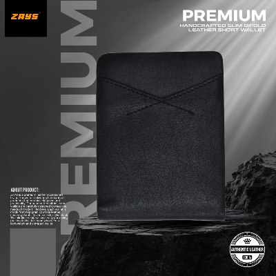 Picture of Zays Premium Handcrafted Slim Bifold Leather Short Wallet for Men & Women - Personalized Top-Grain Leather Wallet - Compact, Durable & Stylish (Black)