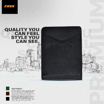 Picture of Zays Premium Handcrafted Slim Bifold Leather Short Wallet for Men & Women - Personalized Top-Grain Leather Wallet - Compact, Durable & Stylish (Black)