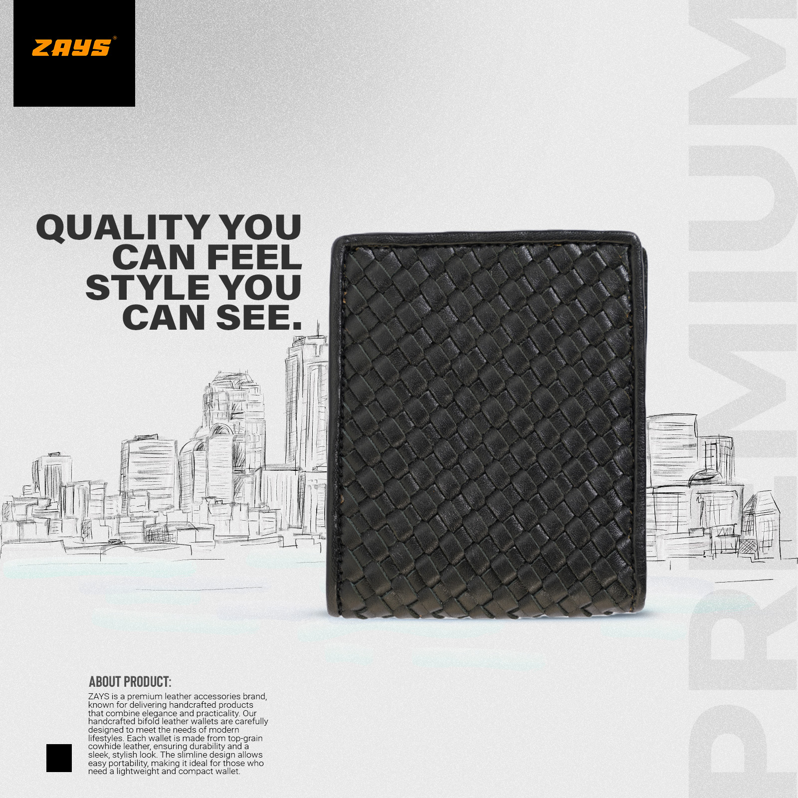 Picture of Zays Handcrafted Real Pati Degine Premium Leather Bifold Wallet for Men And Women | Super Slim Durable Stylish Short Wallet | Best Quality in Bangladesh