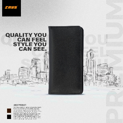 Picture of Zays Premium Genuine Leather Long Wallet for Men & Women | Elegant Design, Spacious Card & Mobile Slots | Durable Full-Grain Leather Accessory for Everyday & Travel