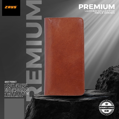 Picture of Zays Premium Genuine Leather Long Wallet for Men & Women | Elegant Design, Spacious Card & Mobile Slots | Durable Full-Grain Leather Accessory for Everyday & Travel (Brown)