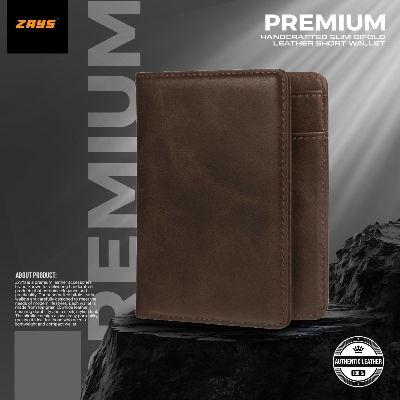 Picture of Zays Premium Handcrafted Slim Bifold Leather Short Wallet for Men & Women - Personalized Top-Grain Leather Wallet - Compact, Durable & Stylish (Chocolate)