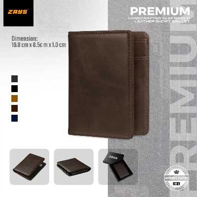Picture of Zays Premium Handcrafted Slim Bifold Leather Short Wallet for Men & Women - Personalized Top-Grain Leather Wallet - Compact, Durable & Stylish (Chocolate)
