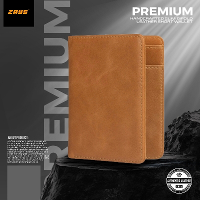 Picture of Zays Premium Handcrafted Slim Bifold Leather Short Wallet for Men & Women - Personalized Top-Grain Leather Wallet - Compact, Durable & Stylish (Brown)