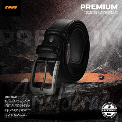 Picture of Zays Men’s Full-Grain Leather Belt – Premium Cowhide, Durable, Anti-Crack, Hand-Stitched, Sweat-Resistant, Cut-to-Fit, Suitable for Office Wear, Jeans, Blazer, Traditional Dress, Luxury Box Included for Any Occasional Gift