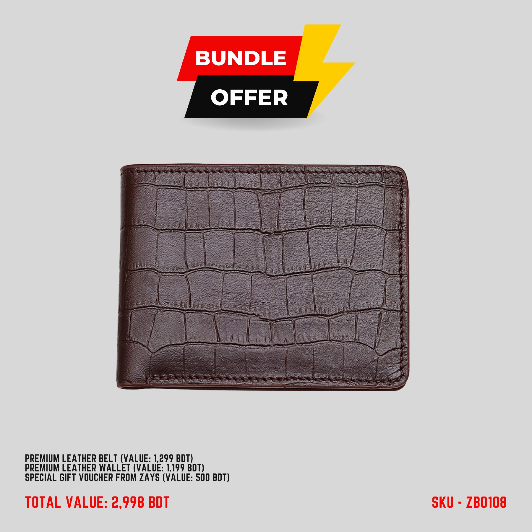 Picture of ZAYS Special Bundle: Premium Leather Belt, Wallet & Exclusive 500 TK Gift Voucher | Limited Time Deal & Stock | Huge Savings on Quality Leather Accessories