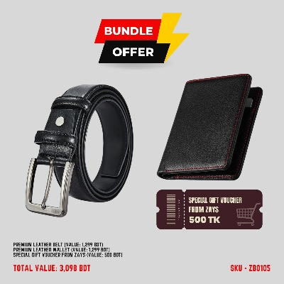 Picture of ZAYS Special Bundle: Premium Leather Belt, Wallet & Exclusive 500 TK Gift Voucher | Limited Time Deal & Stock | Huge Savings on Quality Leather Accessories