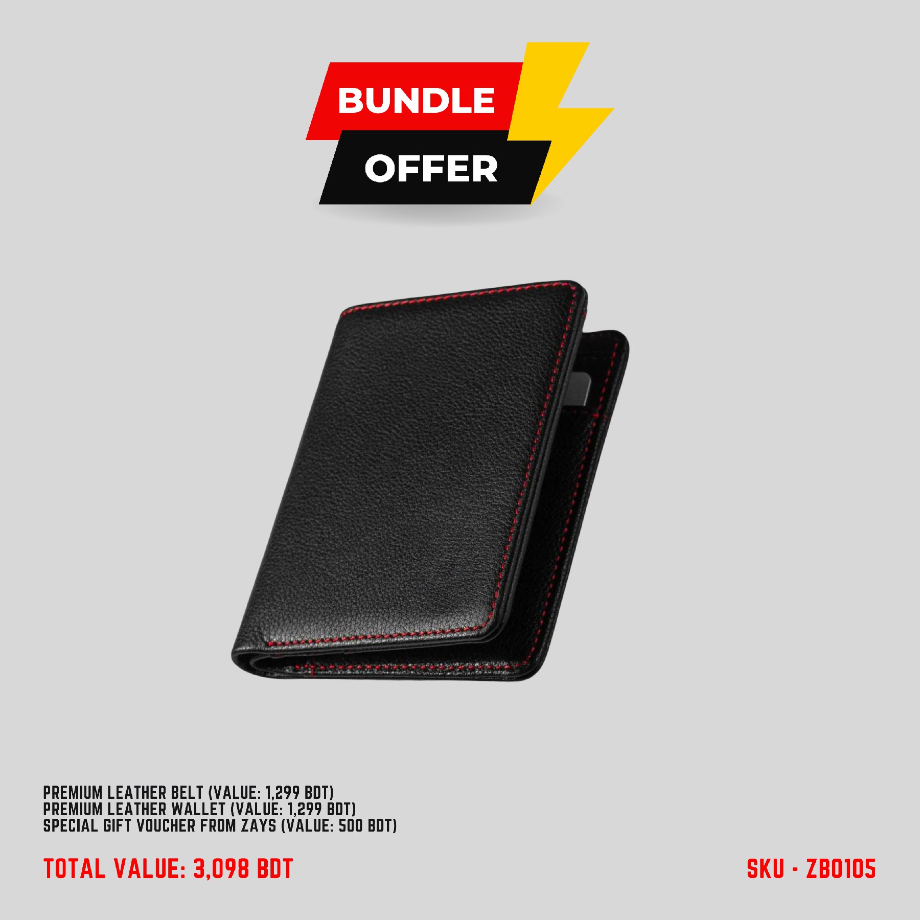 Picture of ZAYS Special Bundle: Premium Leather Belt, Wallet & Exclusive 500 TK Gift Voucher | Limited Time Deal & Stock | Huge Savings on Quality Leather Accessories