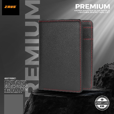 Picture of Zays Premium Handcrafted Slim Bifold Leather Short Wallet for Men & Women - Personalized Top-Grain Leather Wallet - Compact, Durable & Stylish