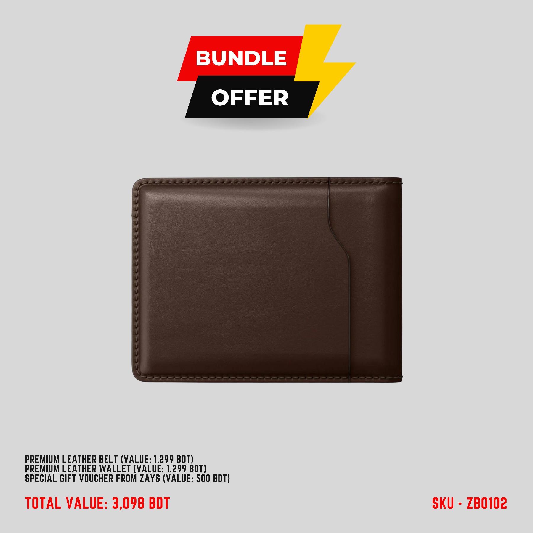 Picture of ZAYS Special Bundle: Premium Leather Belt, Wallet | Limited Time Deal & Stock | Huge Savings on Quality Leather Accessories