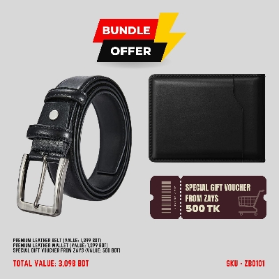 Picture of ZAYS Special Bundle: Premium Leather Belt, Wallet & Exclusive 500 TK Gift Voucher | Limited Time Deal & Stock | Huge Savings on Quality Leather Accessories