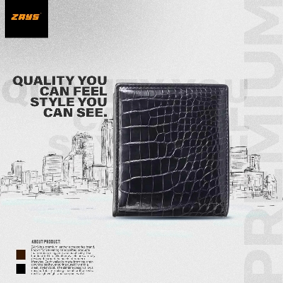 Picture of ZAYS Premium Handcrafted Crocodile Embossed Leather Bifold Wallet for Men And Women | Super Slim Durable Stylish Short Wallet | Best Quality in Bangladesh (Chocolate)