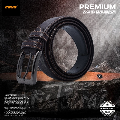 Picture of Zays Genuine Leather Belt for Men – Premium Full-Grain Cowhide, Handmade, Formal & Casual Use, Adjustable Fit, Exclusive Box Included, Stylish Black & Brown Belt for Office, Jeans, Eid, Wedding, Anniversary & Birthday Gift