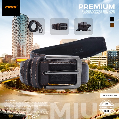 Picture of Zays Genuine Leather Belt for Men – Premium Full-Grain Cowhide, Handmade, Formal & Casual Use, Adjustable Fit, Exclusive Box Included, Stylish Black & Brown Belt for Office, Jeans, Eid, Wedding, Anniversary & Birthday Gift