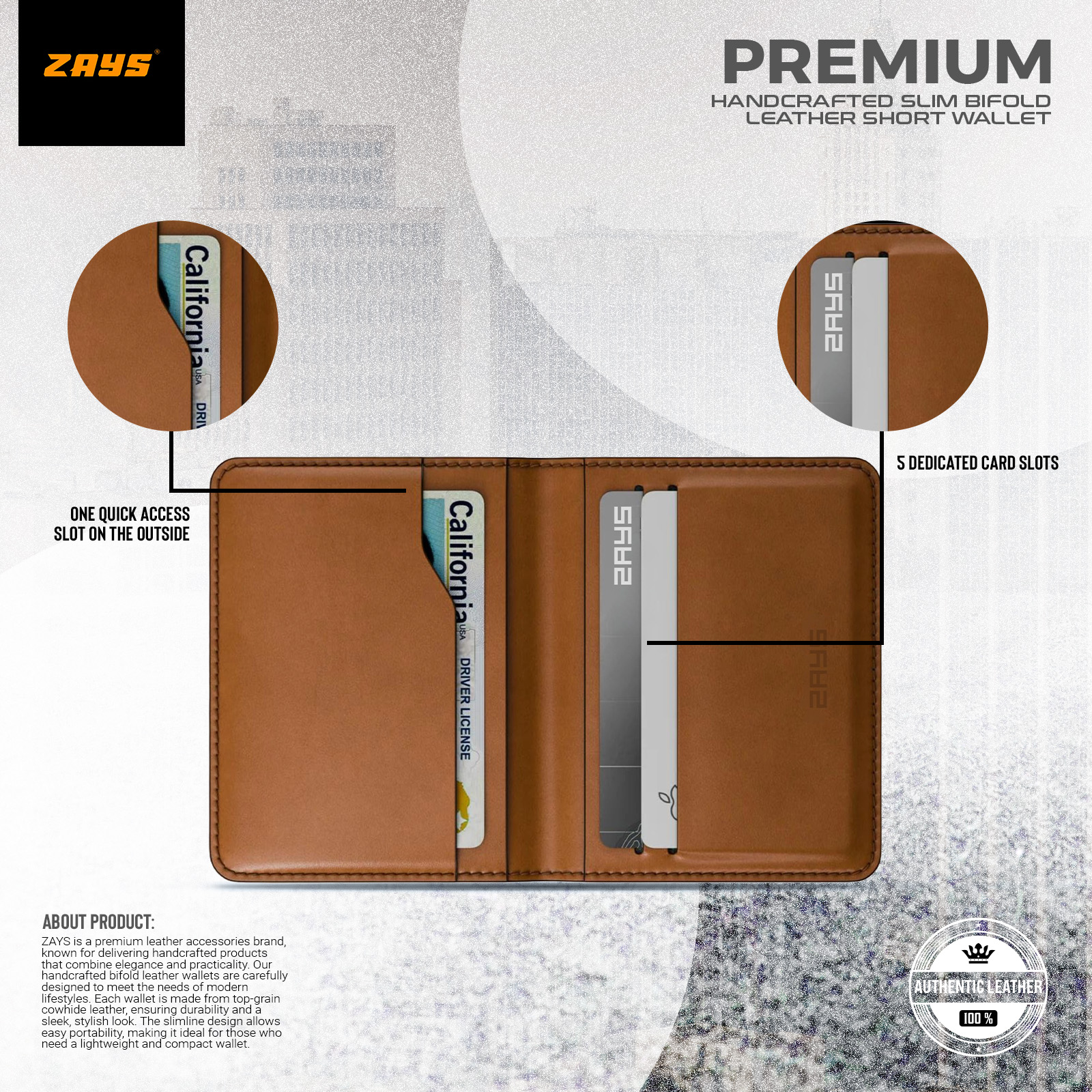 Picture of Zays Premium Leather Super Slim Card Holder Mini Wallet Handcrafted Durable Stylish Compact Wallet for Men And Women | Credit And Debit Card Holder Slim Wallet for Travel And Everyday Use (Brown)