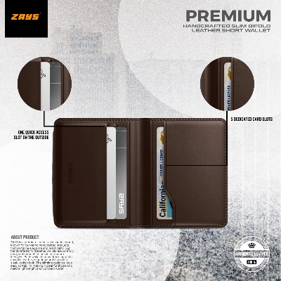 Picture of Zays Premium Leather Super Slim Card Holder Mini Wallet Handcrafted Durable Stylish Compact Wallet for Men And Women | Credit And Debit Card Holder Slim Wallet for Travel And Everyday Use