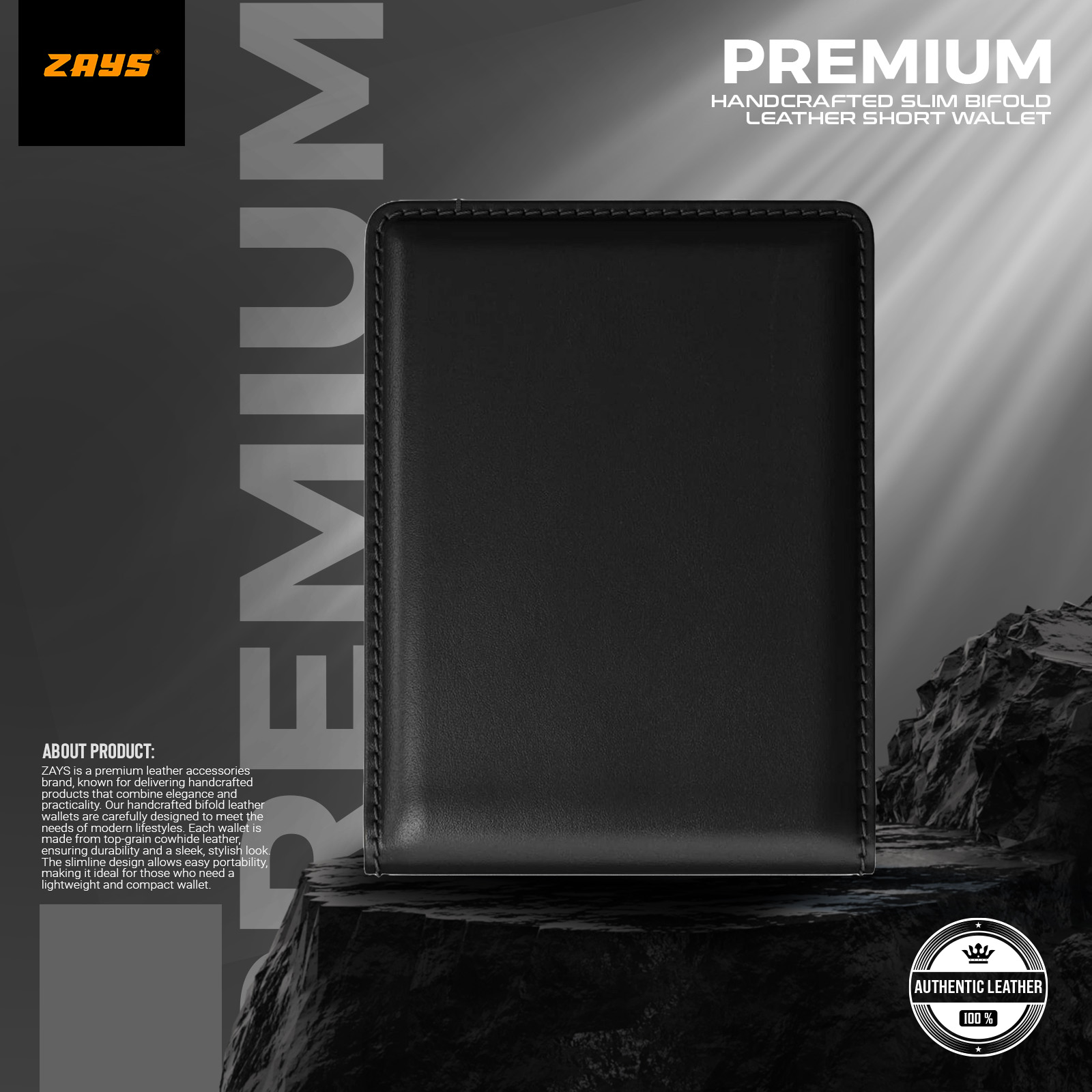 Picture of Zays Handcrafted Premium Leather Bifold Wallet – Slim, Durable & Stylish Short Wallet for Men & Women – Top-Grain Leather, Compact & Lightweight